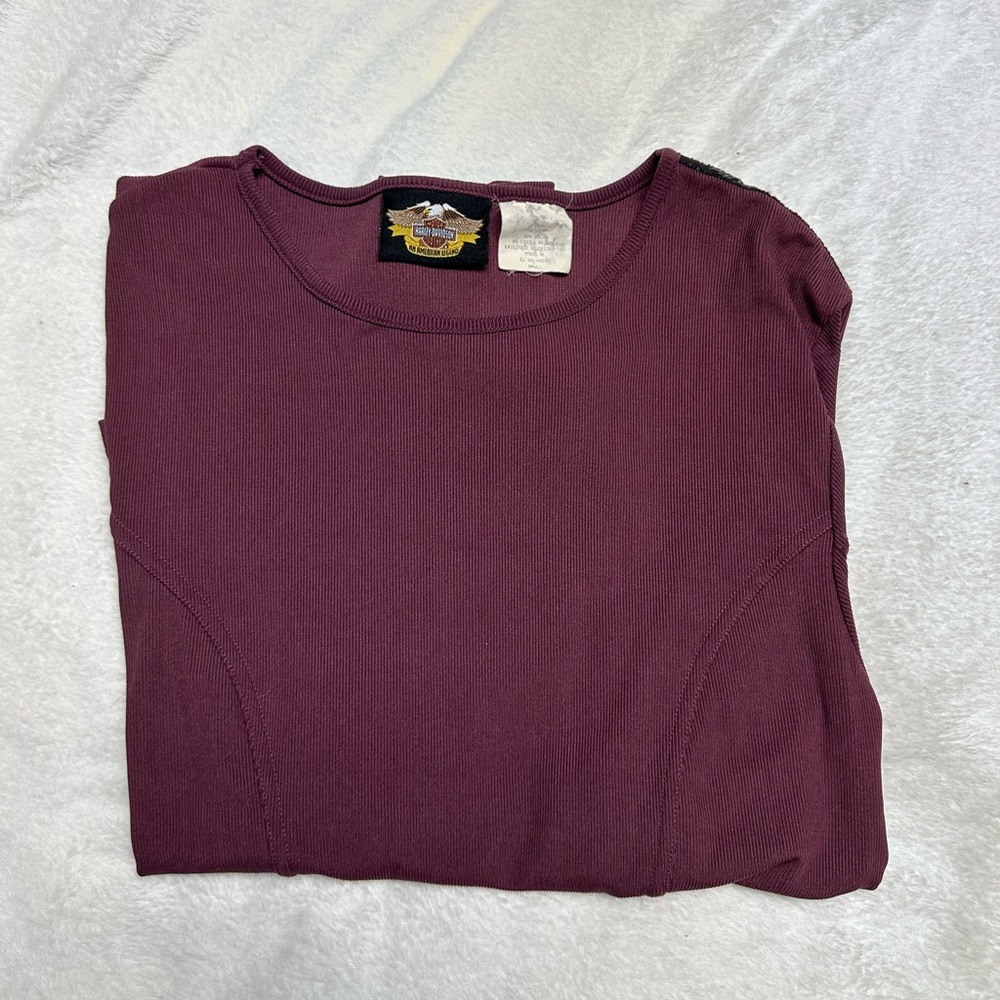 burgundy red harley davidson long sleeve thermal tee size small